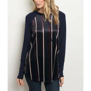 Navy Wine Blue Hoodie Top M